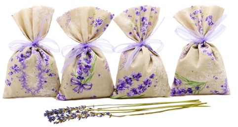 Lavendelsäckchen handgenäht in Deutschland mit 15g Lavendelbüten aus der Provence 9x15cm (4, Beige-Lila, 9x15cm)