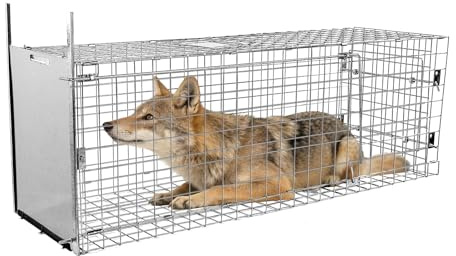 Tcowoy 145×48×54 cm Großer zusammenklappbarer Tierfangkäfig | Robuster, zusammenklappbarer humaner Fangkäfig, geeignet für große Hunde, Füchse, Kojoten und Luchse