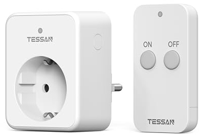 TESSAN Funksteckdosen mit Fernbedienung, 30,5M Reichweite, Weiß | Steckdose mit Fernbedienung, 3600W innen, Schaltbare mit Magnetische, Programmierbar