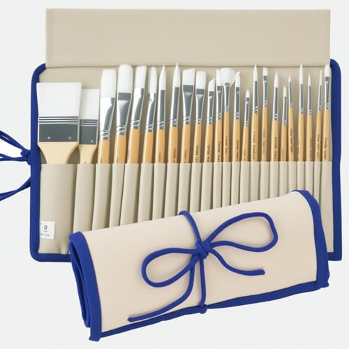 Conda Pinselset - 24 Stück Pinsel, Nylon Acrylfarben Pinsel Set, Hölzernen Griff Pinsel Künstler Set für Aquarell Ölgemälde, Perfektes Malerei Ölfarben Brush Set für Anfänge Kinder Künstler