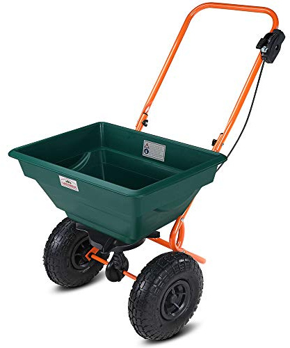 GARDEBRUK® Streuwagen 20 L Streumenge einstellbar XXL Luftreifen - Saatgutstreuer Streuer für Salz Dünger Rasen Saatgut