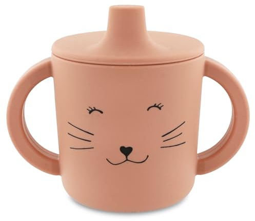 Trixie Silikon Trinkbecher Baby, Trinklernbecher Becher Jungen und Mädchen | Weicher Soft Cup und erste Tasse für Jungs Mädels ab 4 Monate, griffiger offener Beißbeutel aus flexiblem Silikon, bruchfest
