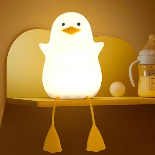 Lightzz Nachtlicht für Kinder, süße Enten-Nachttischlampe aus Silikon für Kinderzimmer, Touch-Steuerung, wiederaufladbar, dimmbar, als Stilllicht – Geburtstags-Weihnachtsgeschenke für Jungen & Mädchen