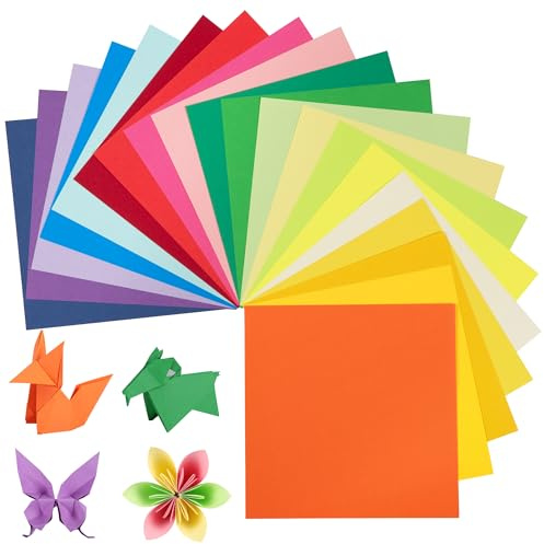Origami-Papier, 240 Blatt, 15×15 cm, 20 leuchtende Farben, 80 g/m² buntes papier, doppelseitiges quadratisches Faltpapier für DIY-Schul-Kunsthandwerksprojekte, Kinder und Erwachsene UAP060C