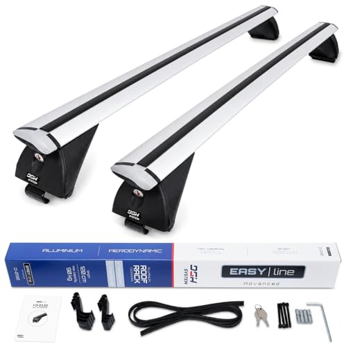 Kompletter Aluminium-Dachträger Relingträger Easy Line Advanced 120 cm für Volkswagen Passat B8 Variant Kombi 2015- mit geschlossener Dachreling, abschließbar, Nutzlast 90 kg