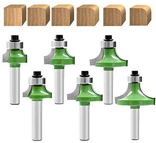 6 Stück Abrundfräser 8mm Schaft | Fräser für Oberfräse 8mm Schaft, Radiusfräser Set mit Kugellager