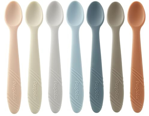 PandaEar [7er-Pack] Silikon Baby Löffel zum Füttern - Erste Stufe Trainingslöffel für Säuglinge, Fütterungsutensilien, BPA-frei, Zahnfleischfreundlich, Weicher Spitzenlöffel für Baby Led Entwöhnung
