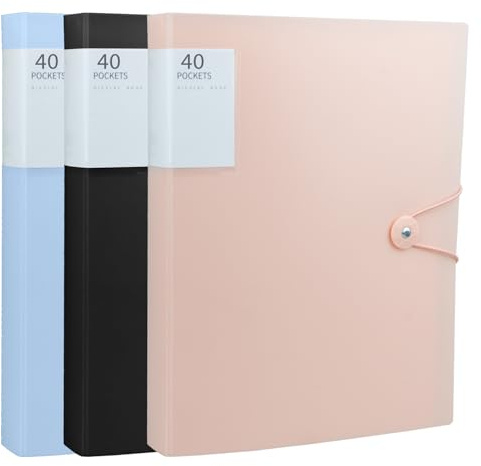 3Pcs A4 Sichtbuch A4 mit Klarsichthüllen, 120 Taschen Dokumentenmappe Präsentationsbuch Projektordner für Broschüren Berichte Zertifikate Schulordner (Schwarz Blau Rosa)