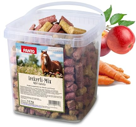 PANTO Leckerli Mix für Pferde Apfel & Karotte 3,2 kg – leckere Belohnung für Pferde und Ponys in Pelletform, Zwei Sorten Pferdeleckerlis, Pferdefutter Ergänzung