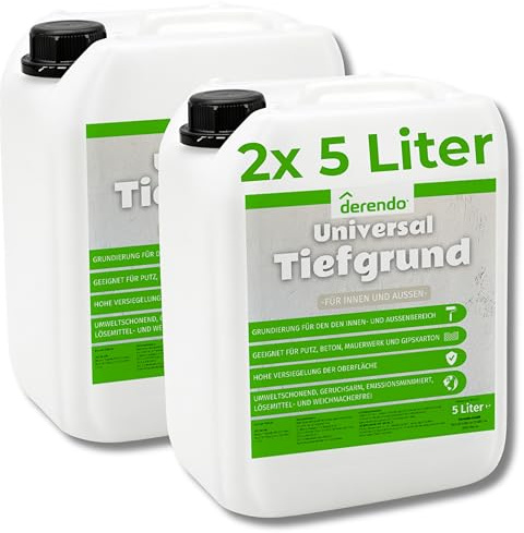 derendo Universal Tiefgrund 10l Grundierung für innen- und außen Wandgrundierung verbrauchsfertig transparent Haftgrund 10 Liter Fassade Wand Innen Verbrauch ca. 150-200 ml/m²