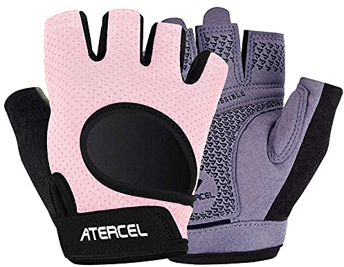 ATERCEL Fahrradhandschuhe Damen Halbfinger Atmungsaktiv Radsporthandschuhe,6MM SBR Gel Stoßdämpfende rutschfeste MTB Handschuhe