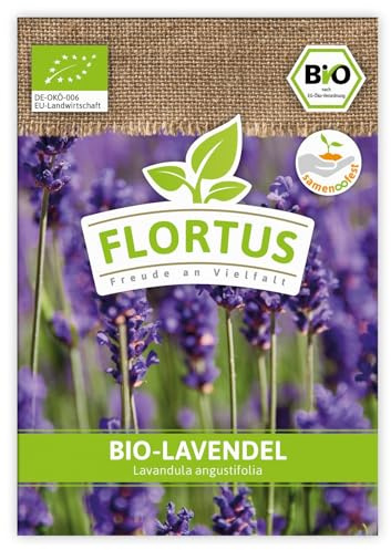 FLORTUS BIO Lavendel | Kräutersamen | Lavendelsamen | Bio Saatgut aus Pflanzensamen | Samen zur Anzucht für Garten, Balkon, Küche & Fensterbank