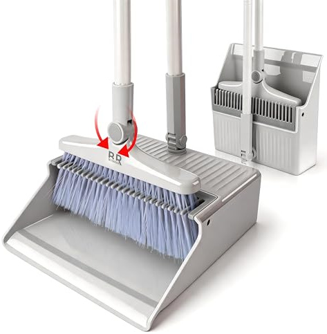 BUUROOHM Besen- und Kehrschaufel-Set für Zuhause, mit langem Griff, 104 cm/127 cm, Kehrschaufel, Kombi-Set für Zuhause, Küche, Zimmer, Büro, Lobby, Boden, Innen- und Außenbereich, aufrechter