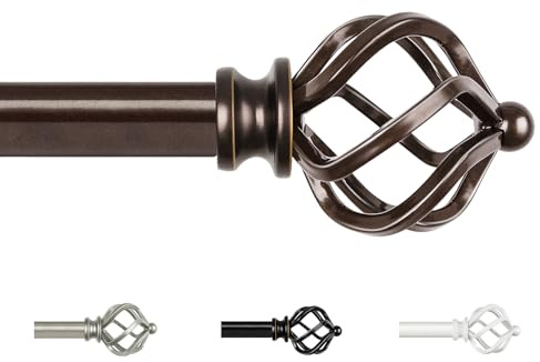 KAMANINA Gardinenstange Bronze 80 to148CM Lang, Dekorativ Vorhangstangen Ausziehbar Vorhangstange mit Twist Cage Endstück für Fenster, Wohnzimmer, Schlafzimmer