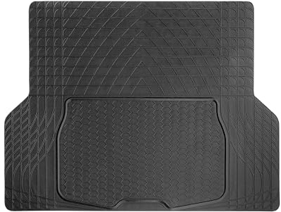 +PWR Car Parts Universal-Kofferraummatte aus Gummi. 100% PVC, Größe 108 x 140 cm. rutschfest und zuschneidbar. Schützt den Originalkofferraum.