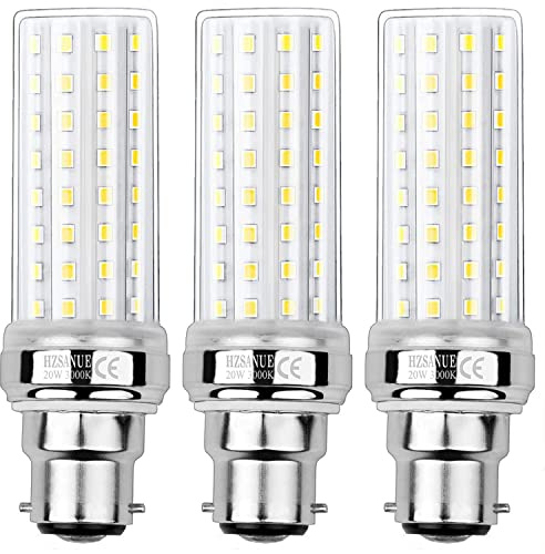 HZSANUE B22 LED Mais Lampen 20W, 3000K Warmweiß, 2200Lm, B22 Bajonett LED Leuchtmittel, 150W Glühlampen Äquivalent, Nicht Dimmbar, 3er-Pack