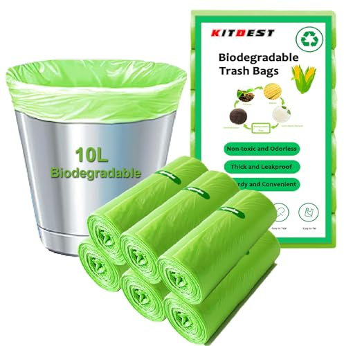 120 Stück Biomüllbeutel 10L, KITBEST Bio Müllsäcke Müllbeutel Abfallsäcke Biomülltüten Kompostierbare, Reißfeste Bio Beutel Küchen Lebensmittel Abfallbeutel für Küche, Büro, Wohnzimmer (45 x 50 cm)