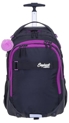 Elephant Schultrolley Rucksack Trolley Mädchen 13016 Tiff Lila | Hero Signature Kinder Schule Schulrucksack mit Rollen Räder Trolly Rucksacktrolley Trolleyrucksack Auswahl Black Violett