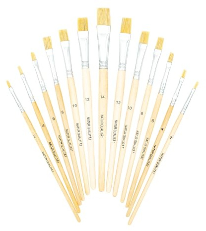 K3T Naturborstenpinsel-Set 13-teilig (Größen 2, 4, 6, 8, 10, 12 und 14), Schaft naturbelassen, Art.Nr. 49014