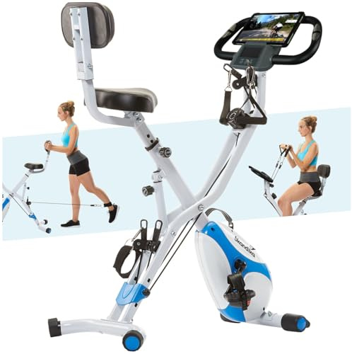 Skandika 4in1 Heimtrainer Fahrrad klappbar Foldaway X-3000 | X-Bike mit Lehne, Hometrainer Fahrrad Klappbar, Multi-Gym Ergometer, Heimtrainer, Liegeergometer, Beintrainer, Kraftstation, bis 150 kg