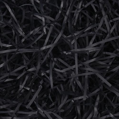 HXJDAM 150g Füllmaterial Geschenk Hamper Shred Geschreddertes Papier Geschenk Füllung für Party Hamper Füllung und Geschenkverpackung für Geschenkbox Dekorations.(Schwarz)