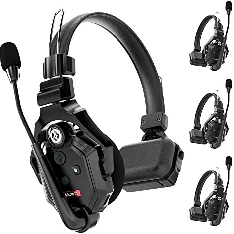 Hollyland Solidcom C1 Full Duplex Headset Wireless Intercom System 4-Personen Team Kommunikation 1000ft Gruppe Talk Einzel Ohr Headset mit 1 Master & 3 Fernbedienung Kopfhörer Mikrofon