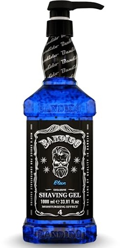 Shaving Gel für Männer Blue Bandido 1000ml | Professionelles Rasiergel für Präzise Rasur | Für Glatte Haut und Intensive Feuchtigkeit | Rasurpflege für Empfindliche Haut