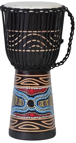 35cm Profi Djembe Trommel Bongo Drum Buschtrommel Percussion Motiv Buntes Muster Afrika Art - (Für Kinder im Vorschul Alter)