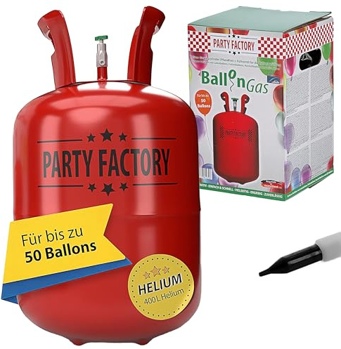 Helium Ballongas für 50 Ballons | Heliumflasche Gasfüllung Folie | Luftballons | Party Factory Heliumgas für Hochzeiten (1 x Ballongas 50)