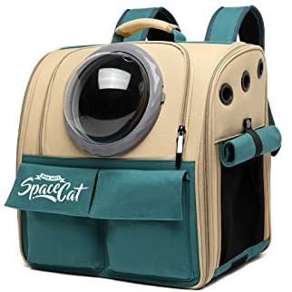 Galatée Katzen Rucksack Träger, Haustier Rucksack Blasen Rucksack, Katzen Tragen, Raumkapsel Haustier Rucksack Belüften, Hunde Reise Rucksack Träger Für Kleine Hunde(Khaki)