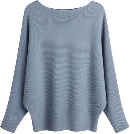 FULIER Boot-Ausschnitt Batwing Ärmel Dolman Lose gestrickte Pullover und Pullis Pullover Tops für Frauen