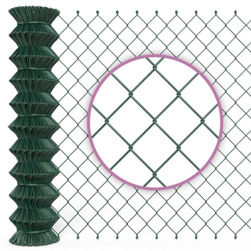 Maschendrahtzaun grün/Gartenzaun mit Viereckgeflecht, 100 cm Höhe, 15 m Länge/idealer stabiler Zaun für Grundstück, Garten und Tiergehege
