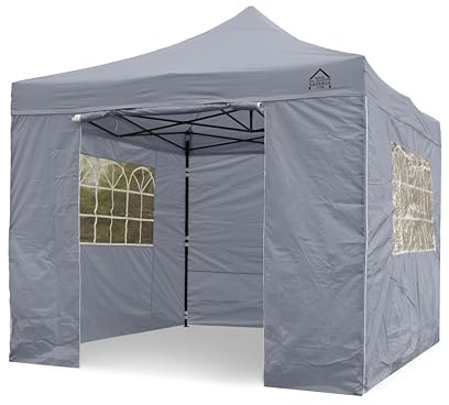 All Seasons Gazebos 3x3m vollständig wasserdichtes Faltpavillon mit 4 Seitenteilen - Metallisch Grau