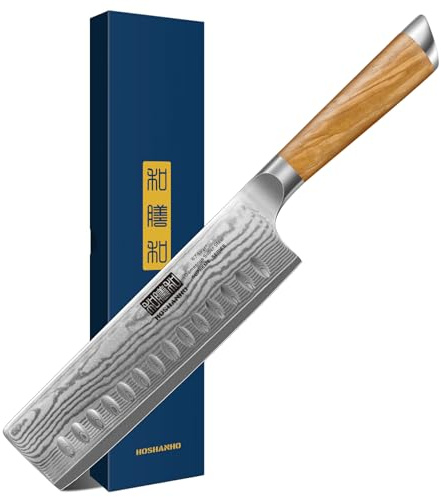 HOSHANHO Damastmesser Kochmesser Nakiri Küchenmesser 16.5cm, Profi 67 Schichten Damaskus Edelstahl Chefmesser, Scharfe Messerklinge mit Ergonomischer Griff