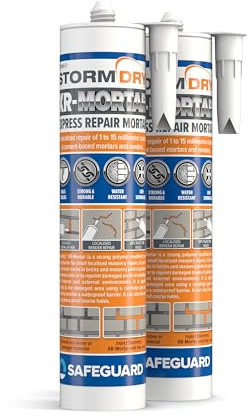 Stormdry XR-Express Reparaturmörtel (2 x 310 ml) - Gebrauchsfertig, flexibler Mörtel, zementfreie Mischung. Geeignet zur Reparatur von Ziegel, Stein, Beton und Mauerwerk. Grauer Sand