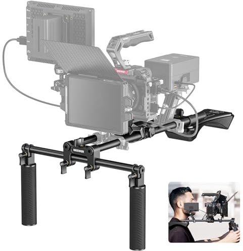 NEEWER SR007 Schulterstativ mit Arca-Schnellentriegelung für DSLR-Kamera/Camcorder, Zweihandgriff, 15-mm-Stangen (40 cm), Stabilisator für Filmemachen, kompatibel mit SmallRig Follow Focus, SR0007