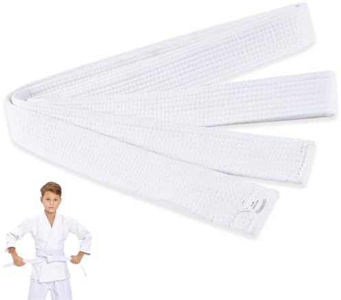 XPEX 200 cm Judo gürtel Judo Karate Gürtel Belt Kampfkunst Karate Judo Baumwolle Taekwondo Belts Professioneller Karate Aikido Belt für Kinder Erwachsene Kampfsportgürtel (Weiß)