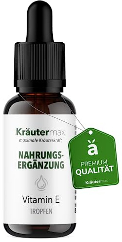 Kräutermax Vitamin E Öl, Vitam E 24 mg, Vegan, Hochdosiert, Natürlich, 15 ml Tropfen