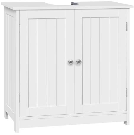 WOLTU Waschbeckenunterschrank, Unterschrank Waschbecken, Waschtischunterschrank, Badunterschrank, Weiß, 60x30x60 cm