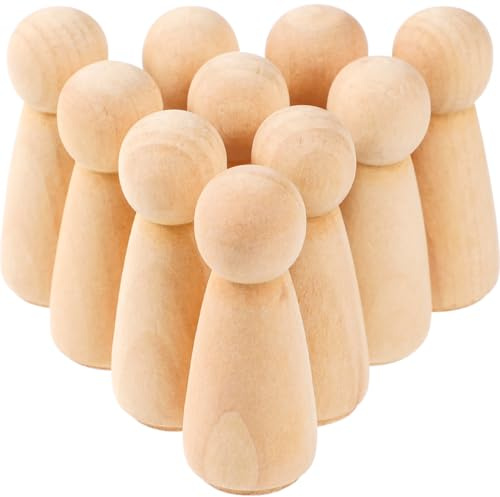 Garneck 10 Stück DIY Holzfiguren Zum Bemalen - Unvollendete Holzkegel 5.9 Cm Für Kreative Bastelprojekte - Hochzeiten Und Geburtstagsdekoration Individuelle Gestaltungsmöglichkeiten