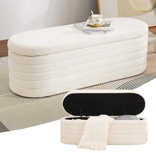 LEUTED Sitzbank mit Stauraum, Teddy Polsterbank 117 x 41,5 x 40 cm | Mit Scharnierdeckel, 300 kg Belastbarkeit – als Bettbank, Sitzmöbel oder Sitztruhe für Wohnzimmer, Schlafzimmer und Flur.