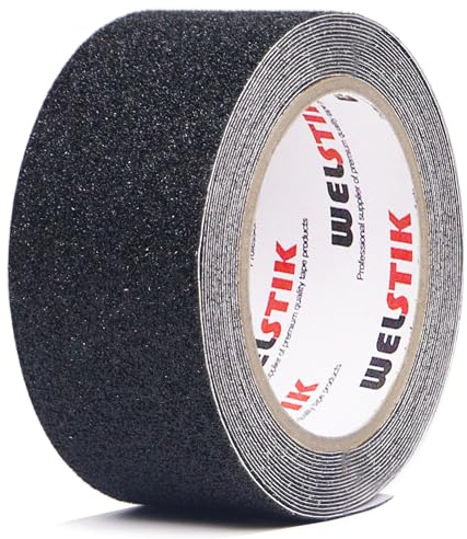 WELSTIK Antirutsch Klebeband - 5cm x 5 m Antirutsch Treppenstufen, Antirutsch Treppe Band für innen- und Außenbereich, Schwarz