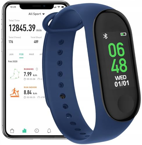 FOREVER Smartband Fitband SB-50 - Fitness-Tracker mit Aktivitätsmesser, Blutdruckmesser, Kalorienzähler - Uhr mit Schrittzähler - Lange Akkulaufzeit - Unisex iOS/Android Smartwatch