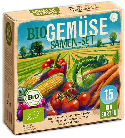 Bio Gemüse Samen Set - 15 Sorten Samen - Gemüsesamen - Saatgut Gemüse - Hochbeet Zubehör - Sämereien Saatgut Set Gurke Karotte Salat & mehr (inkl. E-Book)
