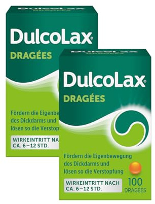 DulcoLax 2 x 100 Stk Dragées - Abführmittel bei Verstopfung mit Bisacodyl | Befreiung über Nacht nach 6-12 Stunden, gut verträglich, für Kinder ab 2 Jahren und Stillende, kein Gewöhnungseffekt