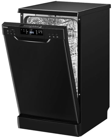 Bomann Geschirrspüler 45 cm | 10 Maßgedecke | Spülmaschine Stand o. Unterbau | 7 Programme & 2 Sprühebenen |Dishwasher mit Startvorwahl | Geschirrspüler unterbaufähig | LED- Display | GSP 7418 schwarz