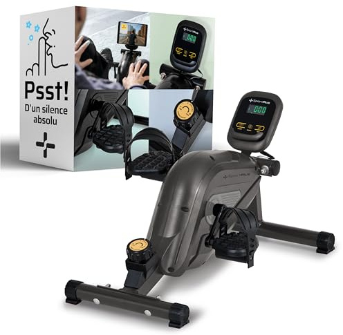 SportPlus Beintrainer für zuhause & Büro, Mini-Heimtrainer mit Magnet-Bremse & 8 Widerstands-Stufen, Mini Fitnessbike mit Trainingscomputer, extra breite Pedale, App kompatibel