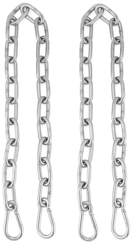 QWORK® 2 Stück 65cm Verlängerungs Kette mit M6 Federschnappclip - Schaukelseile aus Ø6mm Edelstahl 304 für Aufhängung Schaukel, Hängesessel, Hängematte, Boxsäcke, Spielplatz, Hängematte, Yoga, Gym