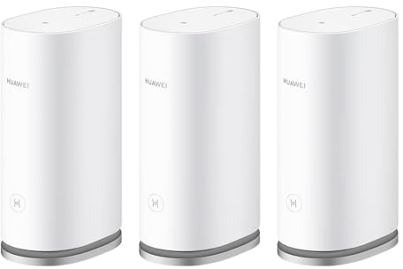 HUAWEI WiFi Mesh 3, AX3000 Whole Home Wi-Fi 6 Mesh Router, 3er-Pack, Abdeckung bis zu 400 m², insgesamt 9 GE Ports, HomeSec™ Sicherheit, Keine DSL-Funktion, exklusiv bei Amazon, 30 Monate Garantie