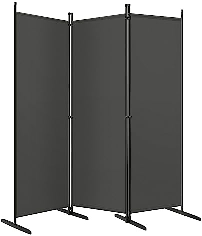 WOLTU Paravent, Raumteiler klappbar freistehend Sichtschutz, Trennwand 3 teilig 167x177 cm, Stellwand für innen Outdoor Garten Balkon Terrasse, Raumtrenner Dunkelgrau